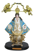 Our Lady of San Juan De Los Lagos Golden Crown And Angels Regal Blue Figurine