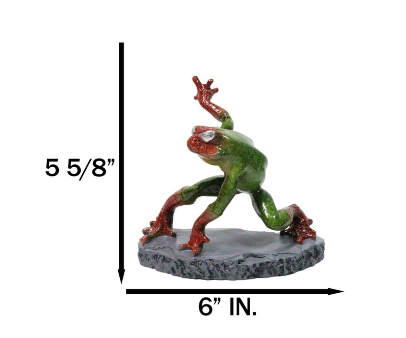 Green and Red Superhero Frog Spider Man in 3 Point Hero Pose Decor Figurine