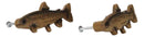 Set Of 2 Western Nautical Marine Trout Fish Faux Wooden Cabinet Bar Pull Knobs