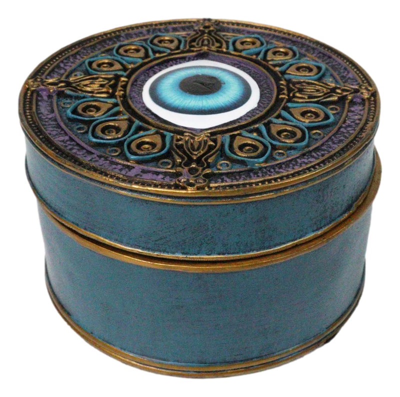Auspicious Evil Eye With Peacock Train Sacred Compass Trinket Decorative Box