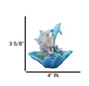 Marine Ocean 2 Blue Dolphins Swimming By Coral Reef and Clam Seashell Figurine