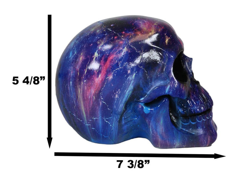 Cosmic Supernova Galaxy Deep Space Milky Way Iridescent Blue Skull Figurine