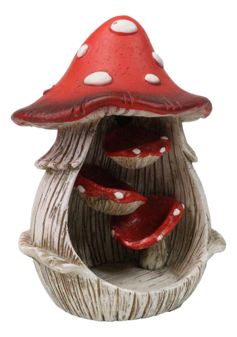 Fairy Garden Red Spotted Toadstool Mushroom Cottage Backflow Incense Burner