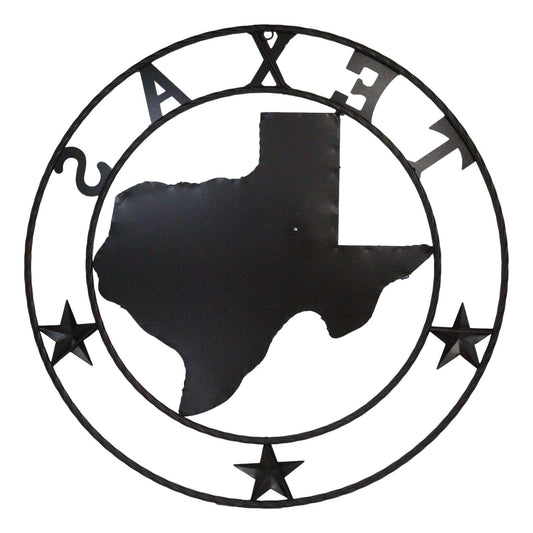 24"D Western Large Texas Lone Star State Map Patriotic Flag Wall Circle Sign