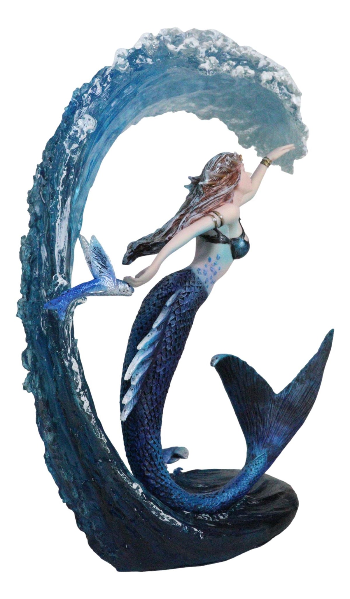 Fantasy Water Elemental Sea Mermaid Sorceress Riding Ocean Waves Figurine