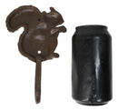 Pack Of 2 Cast Iron Rustic Whimsical Tree Squirrel Chipmunk with Acorn Wall Hook