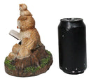 Bedtime Story Owl Mother & Owlets Figurine Owl Family Reading Book by Tree Stump