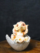 Adorable Orange Baby Dragon Hatchling Cracking Out of Egg Shell Figurine 4"H