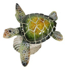 Marine Green Sea Turtle Swimming Over Partridge Tun Shell Spring Bobble Figurine