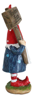 Whimsical Garden Mr Gnome With Hammer and Mushroom Farm Plank Sign Figurine