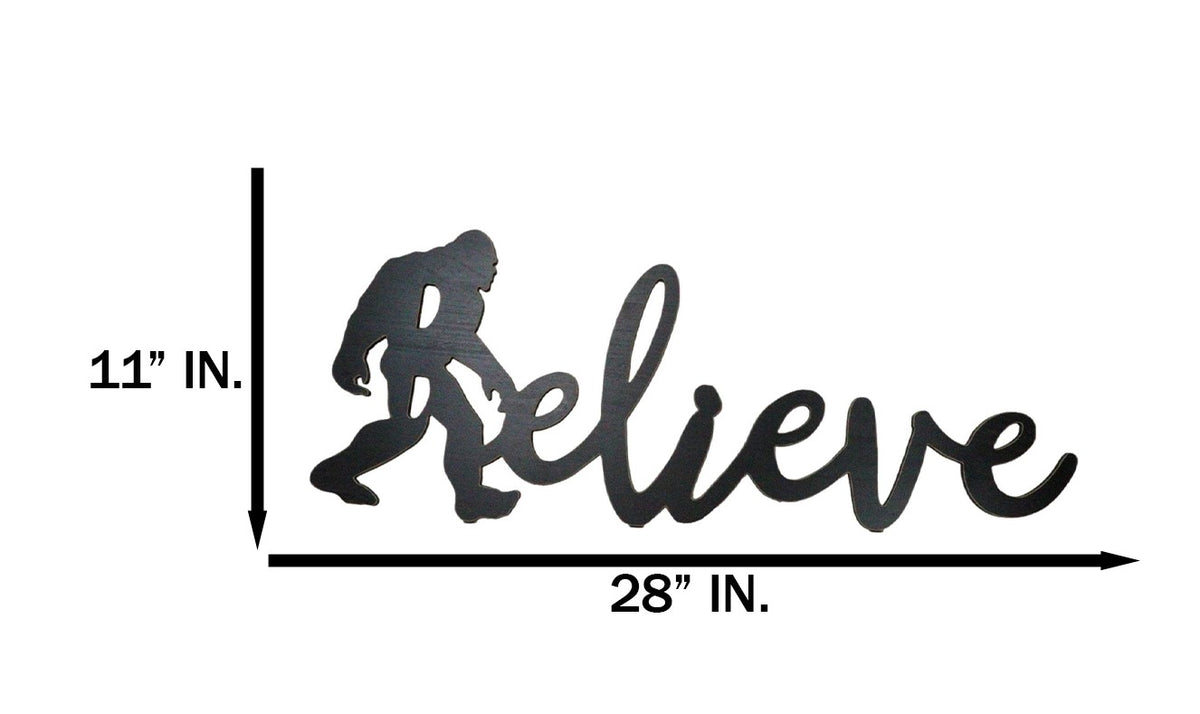 Legend Bigfoot Sasquatch Big Foot Believe Word Sign Cutout MDF Wood Wall Decor