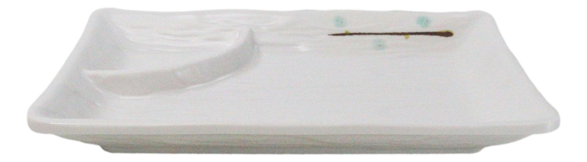 Pack Of 6 Modern Yukino Hana Melamine 2 Partitions Rectangular Sushi Plates