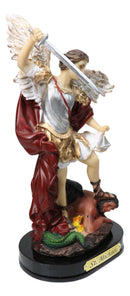 Archangel Saint Michael Trampling Satan With Sword And Scales Figurine 8"H