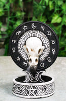 Gothic Raven Skull Triple Moon Astrology Zodiac Backflow Incense Cone Burner