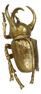 Medium Gold Resin 3 Horned Rhinoceros Beetle Wall Decor Or Tabletop Figurine