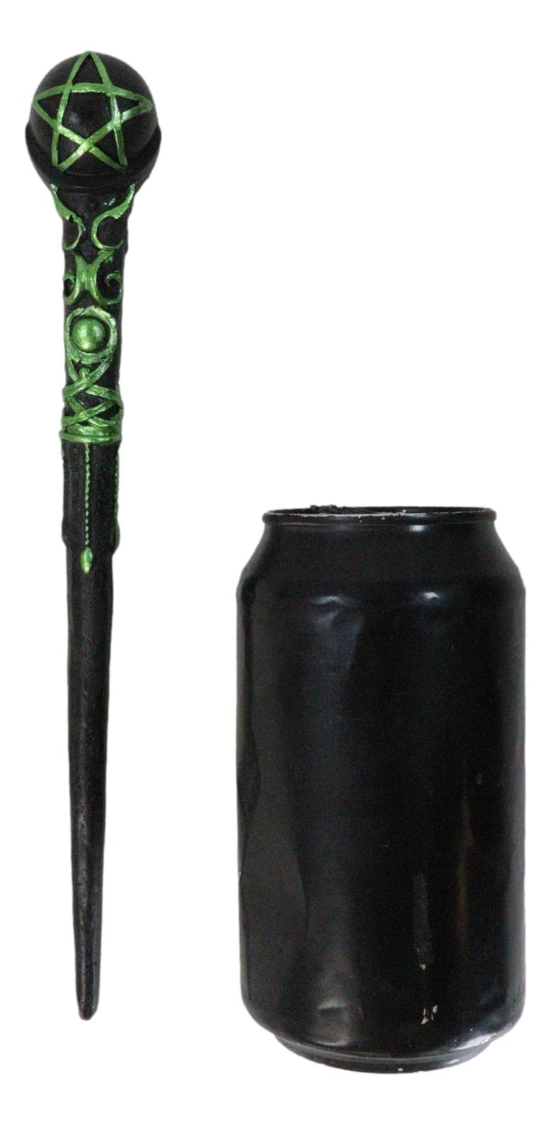 Wicca Shadowsong Pentagram Green Shaman Cosplay Magic Wand 9.5" Accessory Prop