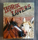 Rustic Western Horse Couple Lovers Faux Wood Wall Decor Frameless Picture Plaque