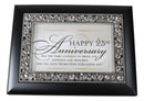 Happy 25th Anniversary Burlwood With Crystals & Silver Motif Musical Trinket Box