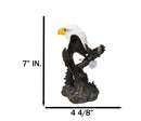 Bald Eagle Bust with Soaring Eagle Over Pine Forest Figurine Patriotic American