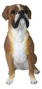 Large 18" Tall Adorable Realistic Sitting Fawn Boxer Dog Statue Home Decor