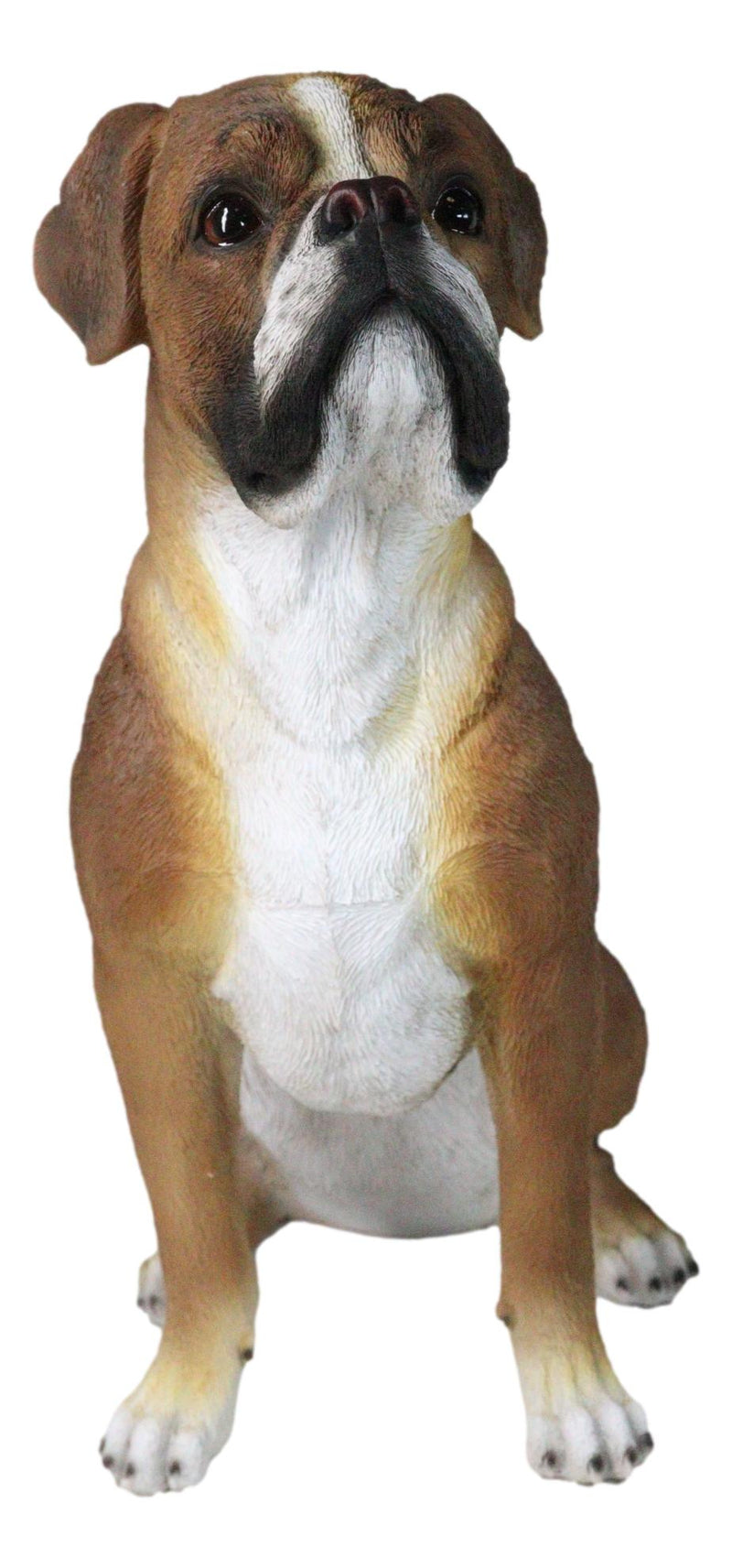 Large 18" Tall Adorable Realistic Sitting Fawn Boxer Dog Statue Home Decor