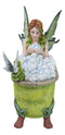 Whimsical Green Fairy Bathing in Tub With Pixie Frog Figurine By Amy Brown