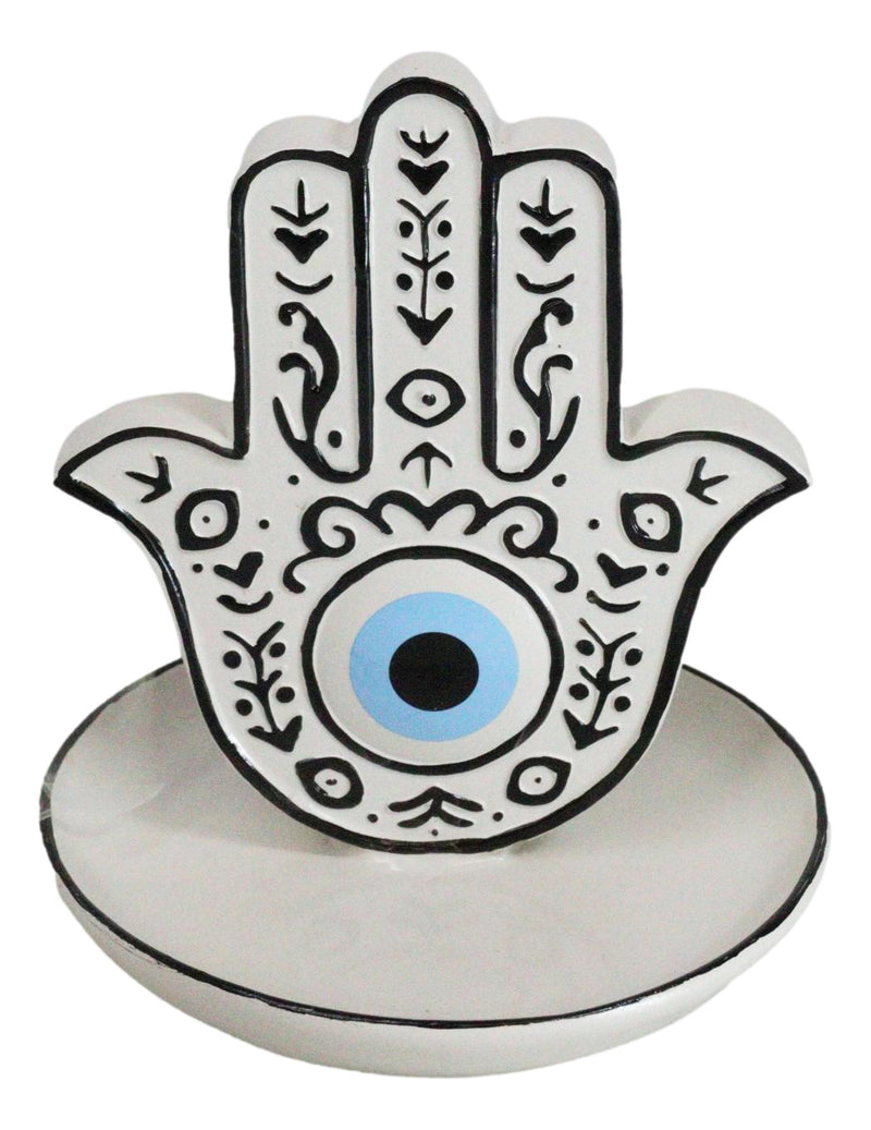 Wicca Hand of God Hamsa Palm Evil Eye Ceramic Backflow Incense Holder Figurine