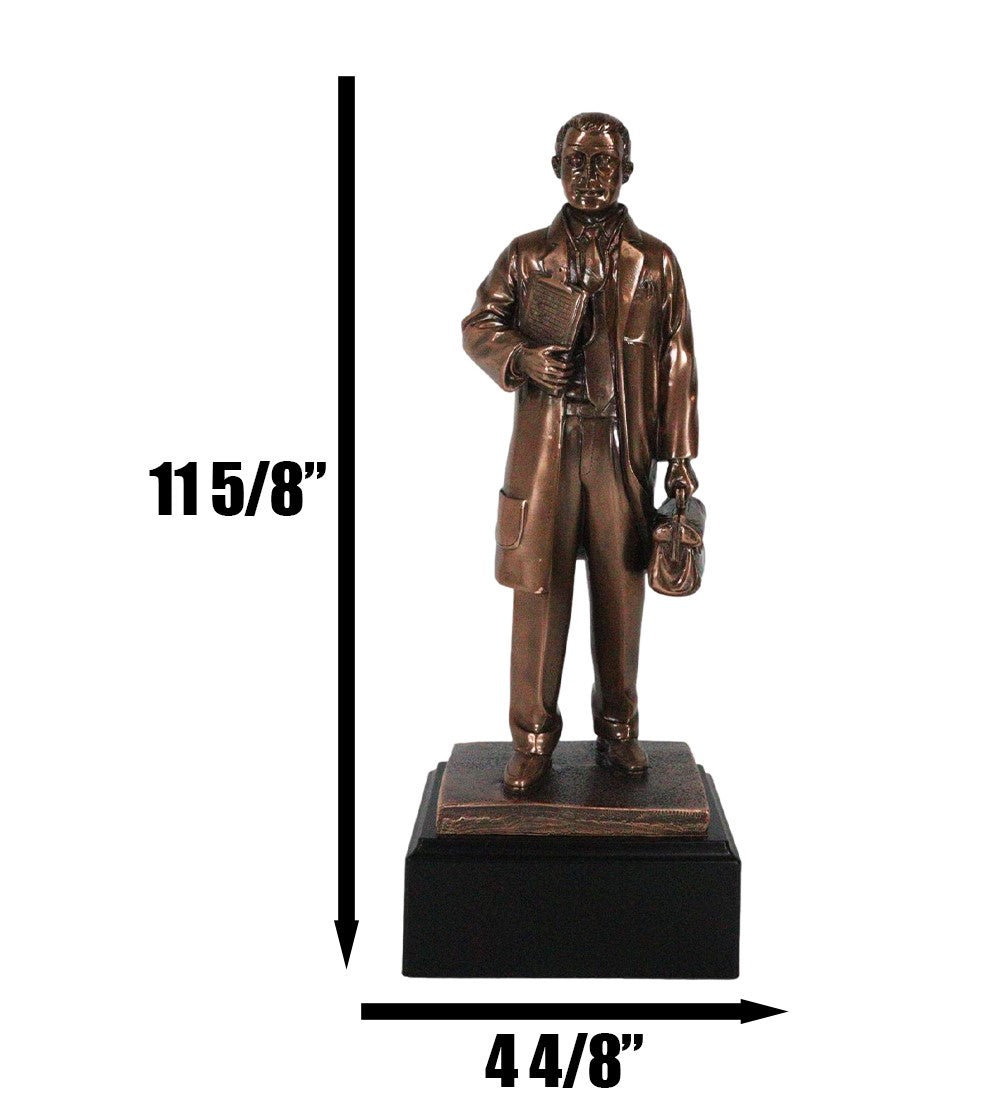 Medical Professional Physician Male Doctor Bronzed Resin Statue With Base Stand