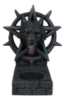 Gothic Alpha Wolf Pentagram Wheel Candle And Backflow Incense Cone Burner Holder
