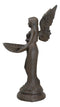 Rustic Cast Iron Gabriel Angel Holding Shell Garden Bird Feeder Bath 15.5"H