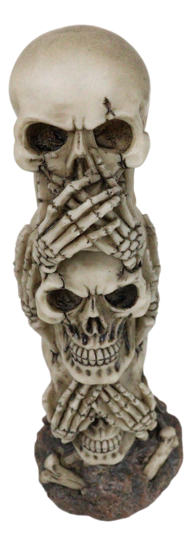 Triple Stacked Funny See Hear Speak No Evil Skulls Family Home Decor Figurine