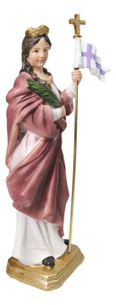 Martyr Saint Ursula Holding Cross Staff Figurine 8.25" H Patroness of Cologne