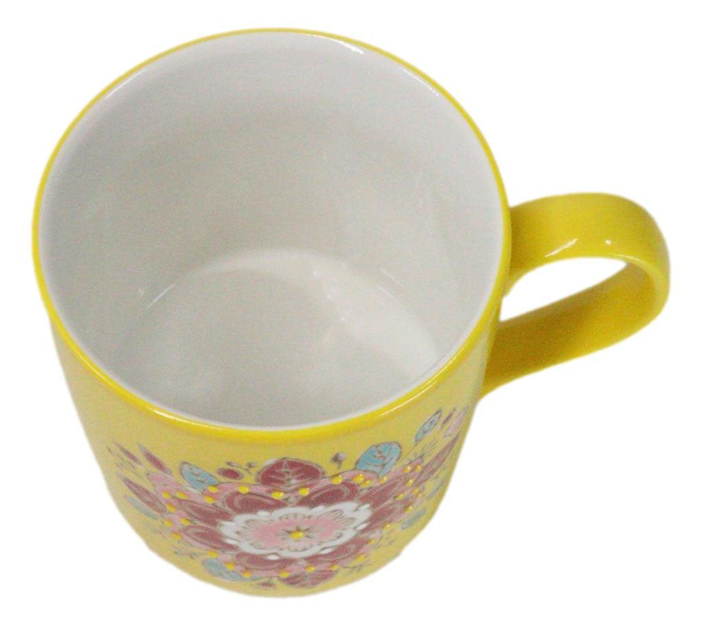 Yellow Manipura Navel Chakra Zen Flower Of Life Mandala Circle Ceramic Mug