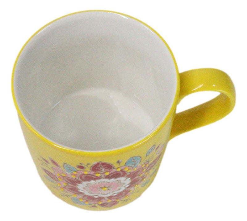 Yellow Manipura Navel Chakra Zen Flower Of Life Mandala Circle Ceramic Mug