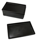 Pack Of 6 Black Kokuyo Ceramic Rectangular Sushi Plate Raised Straight Edge