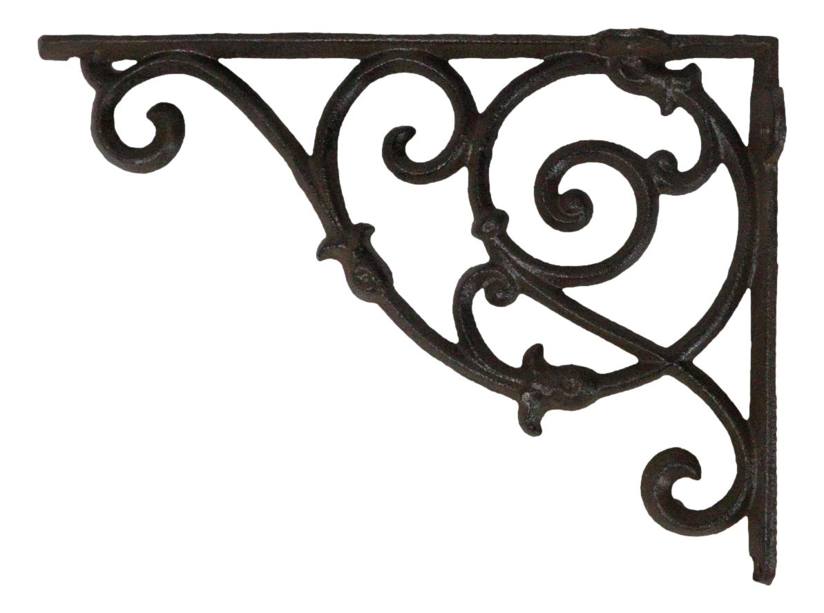 Pack of 2 Vintage Classic Rust Finish Wrought Iron Victorian Scroll Wall Hooks