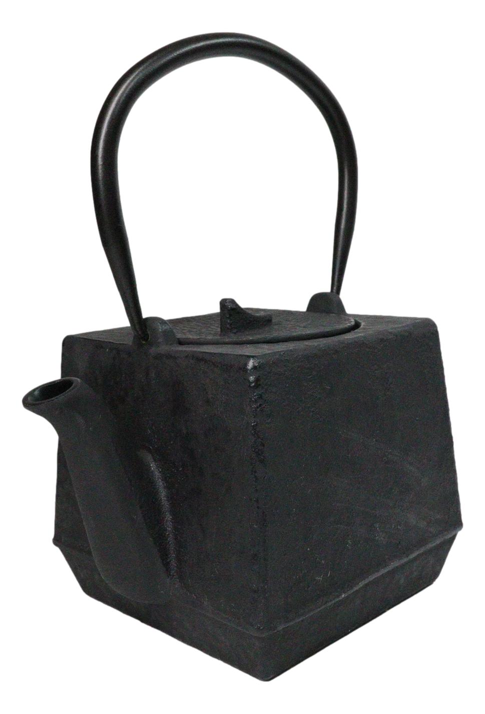 Black Traditional Square Tetsubin Medium Cast Iron Teapot 28oz Tea Pot W/ Handle