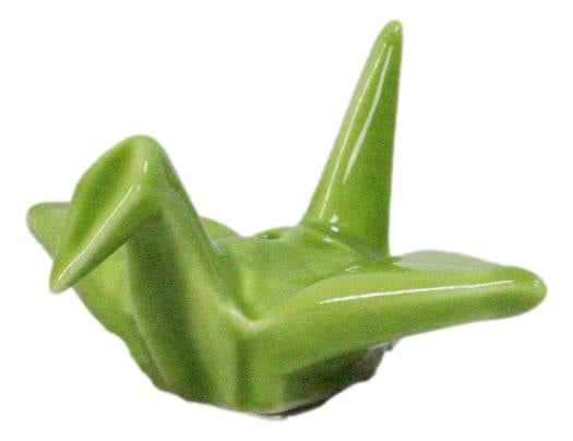 Ebros Set of 4 Ceramic Green Japanese Origami Crane Incense Stick Holders