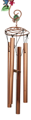 Hummingbirds Hovering Over Nectar Flowers Art Glass Gemstones Metal Wind Chime