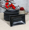 Pack Of 6 Ridged Matte Black Melamine Rectangular Condiment Sauce Dish 2oz