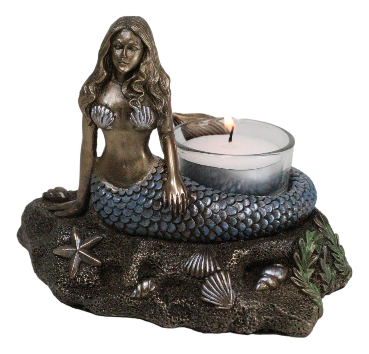 Art Nouveau Ocean Marine Siren Mermaid by Sea Stars Shells Votive Candle Holder