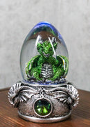 Speak No Evil Green Wyrmling Dragon In Colorful LED Acrylic Glass Egg Figurine