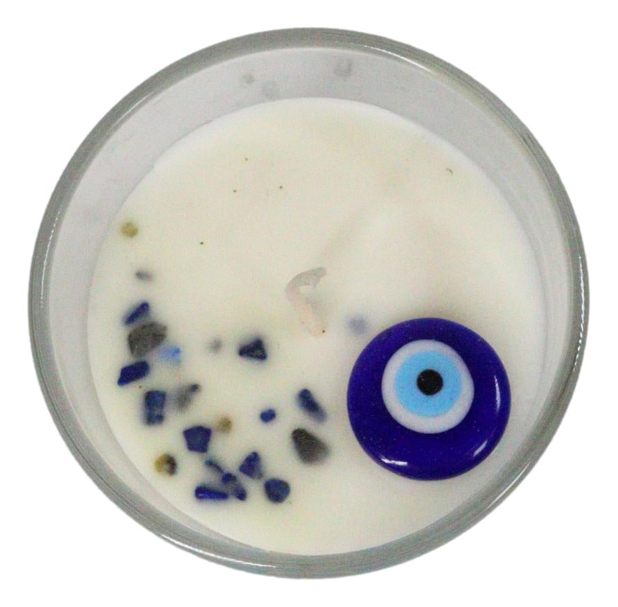 Ebros Gift Wicca Under Watchful Eye White Rose Scented Crystals Jar Candle
