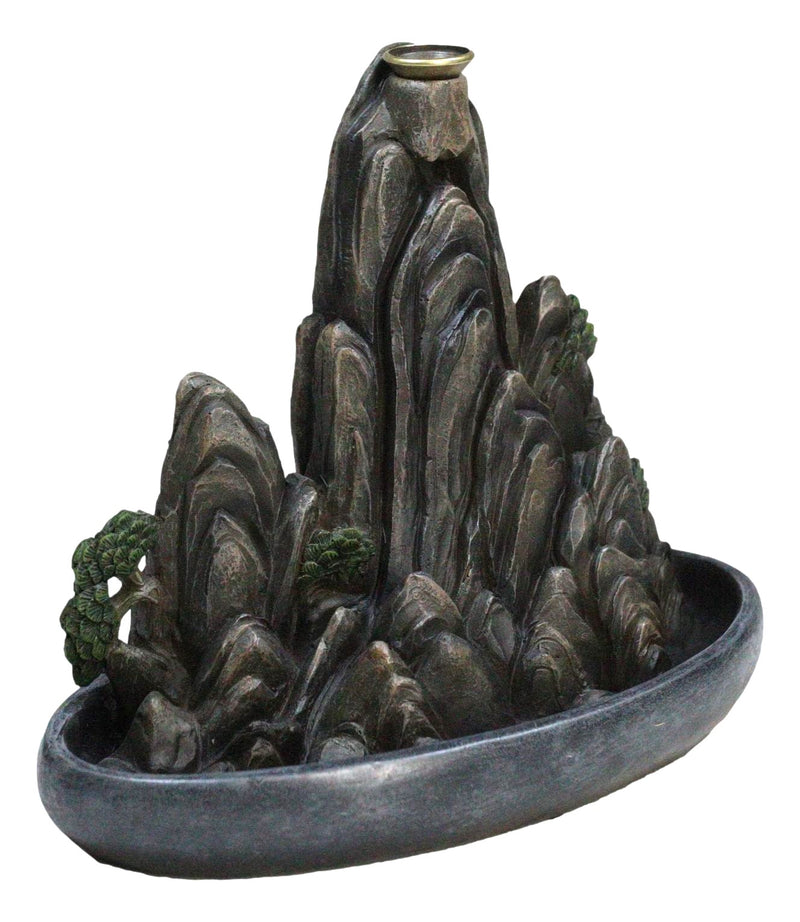 Eastern Feng Shui Tranquil Zen Rocky Mountain Range Backflow Cone Incense Holder