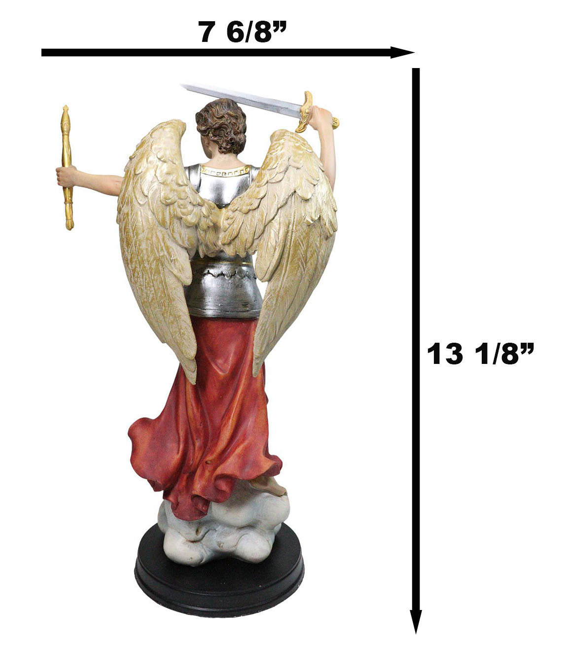 Archangel Saint Michael Holding Sword And Scroll Figurine Brass Name Base 13"H