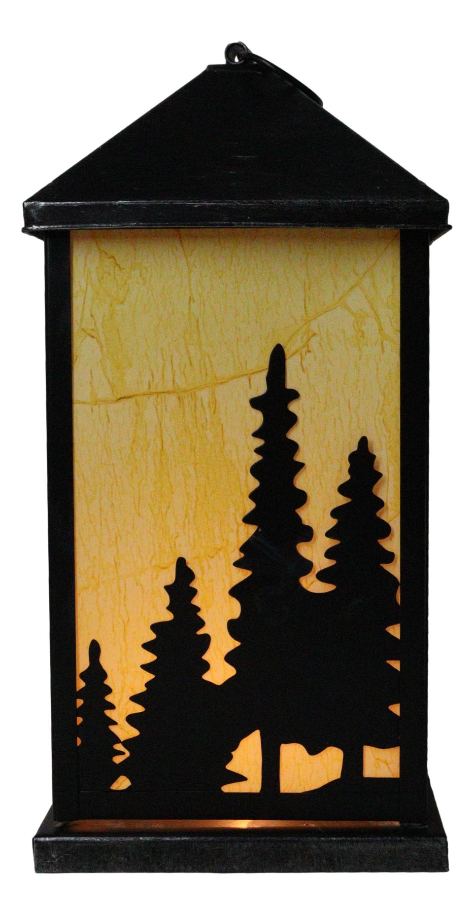 Rustic Deer Moose Scenic Forest Mountains Electric Metal Wall Or Floor Lantern - Ebros Gift