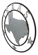 Large 24" Rustic Western Lone Star State Texas Galvanized Metal Wall Circle Sign