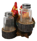 Rooster & Hen Salt and Pepper Shaker Holder Country Rustic Farmhouse Chicken