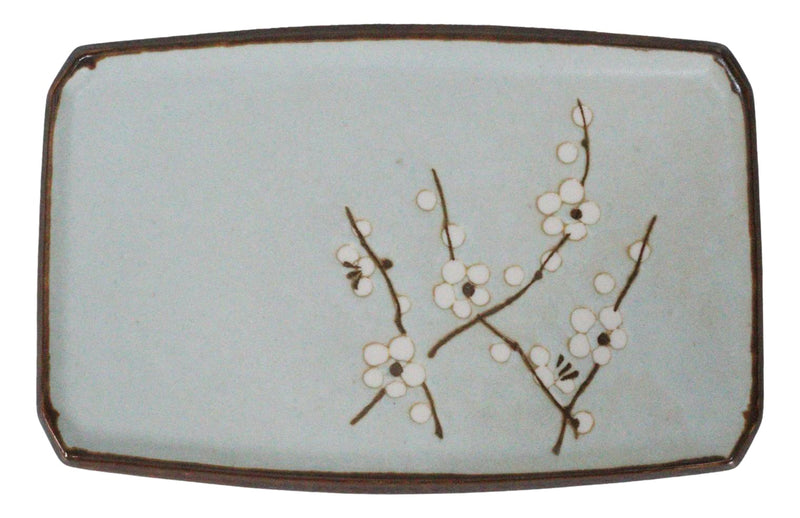 Set Of 4 Japan Made Sakura Cherry Blossoms Porcelain Rectangular Serving Plates