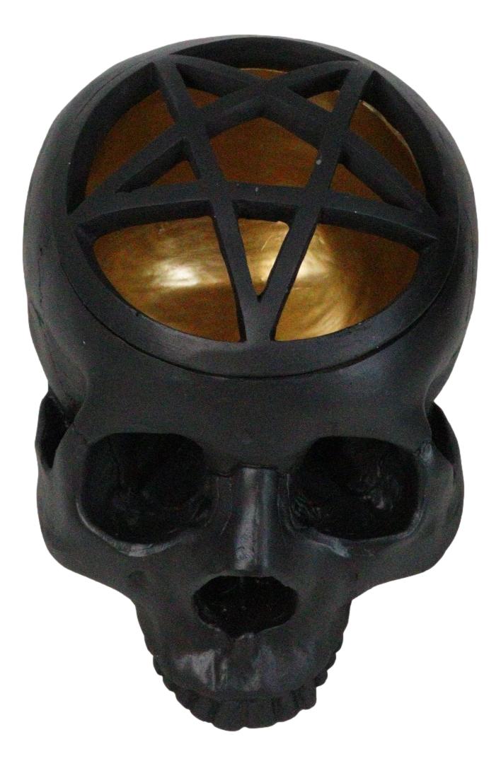 Black Holy Grail Talisman Pentagram Witch Skull Decorative Trinket Box Figurine